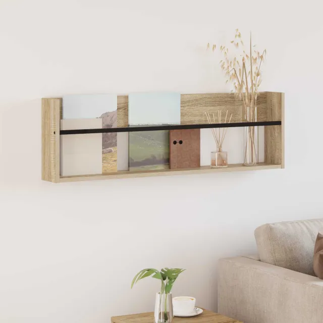 vidaXL Tijdschrift Rek Sonoma Eiken 100 x 12 x 30 cm Bewerkt hout, foto 2