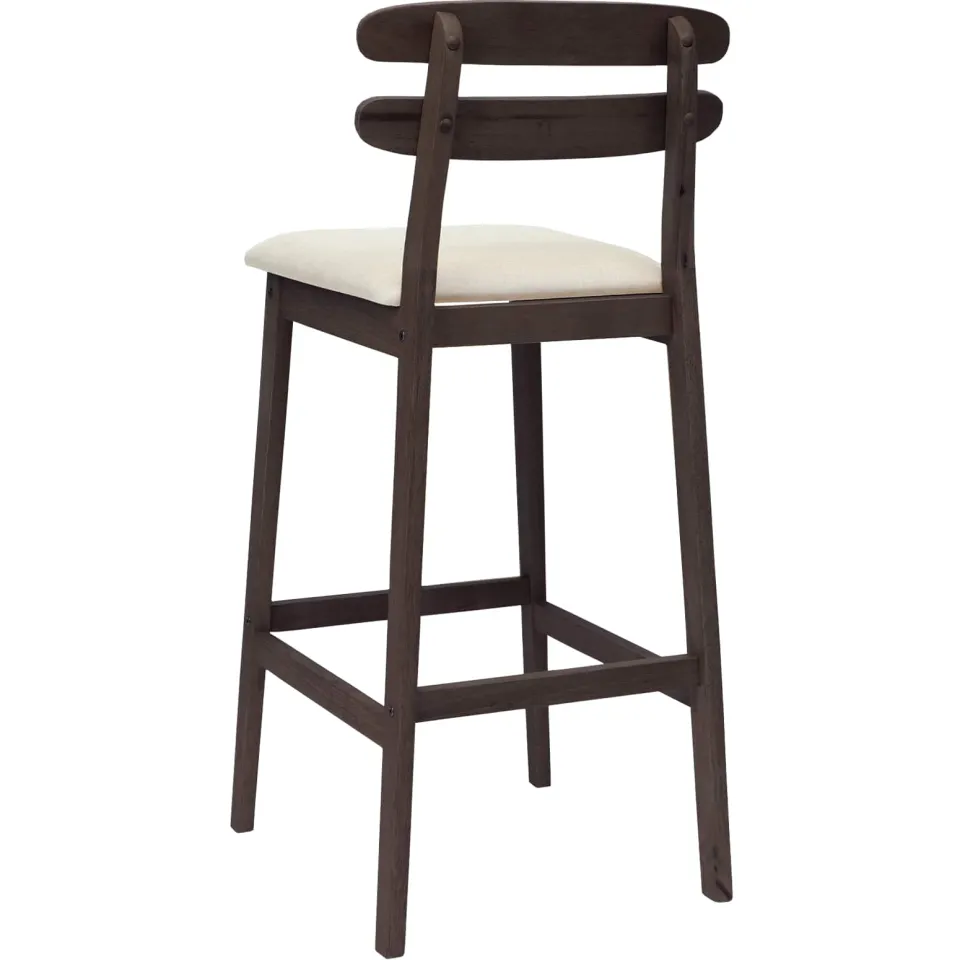 vidaXL Barkruk 2 st Lichtbruin en Beige Massief Rubberhout en Stof, foto 4