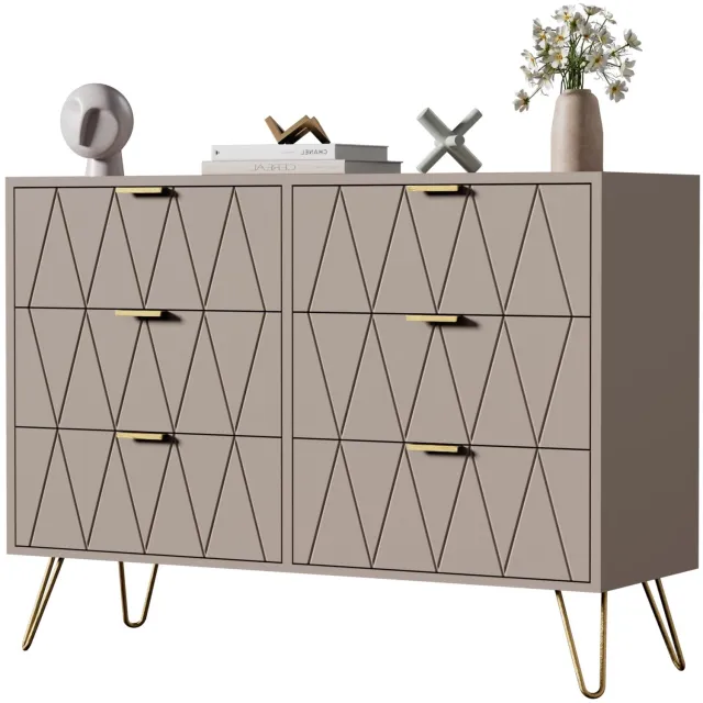 UEV Commode met 6 lades 100x34x73cm Opbergkast (Moka)