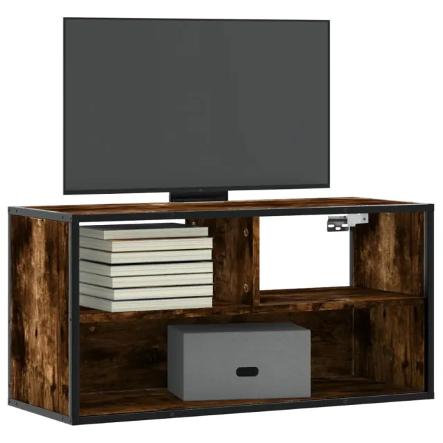vidaXL Tv-meubel 80x31x39,5cm bewerkt hout metaal gerookt eikenkleurig Bruin