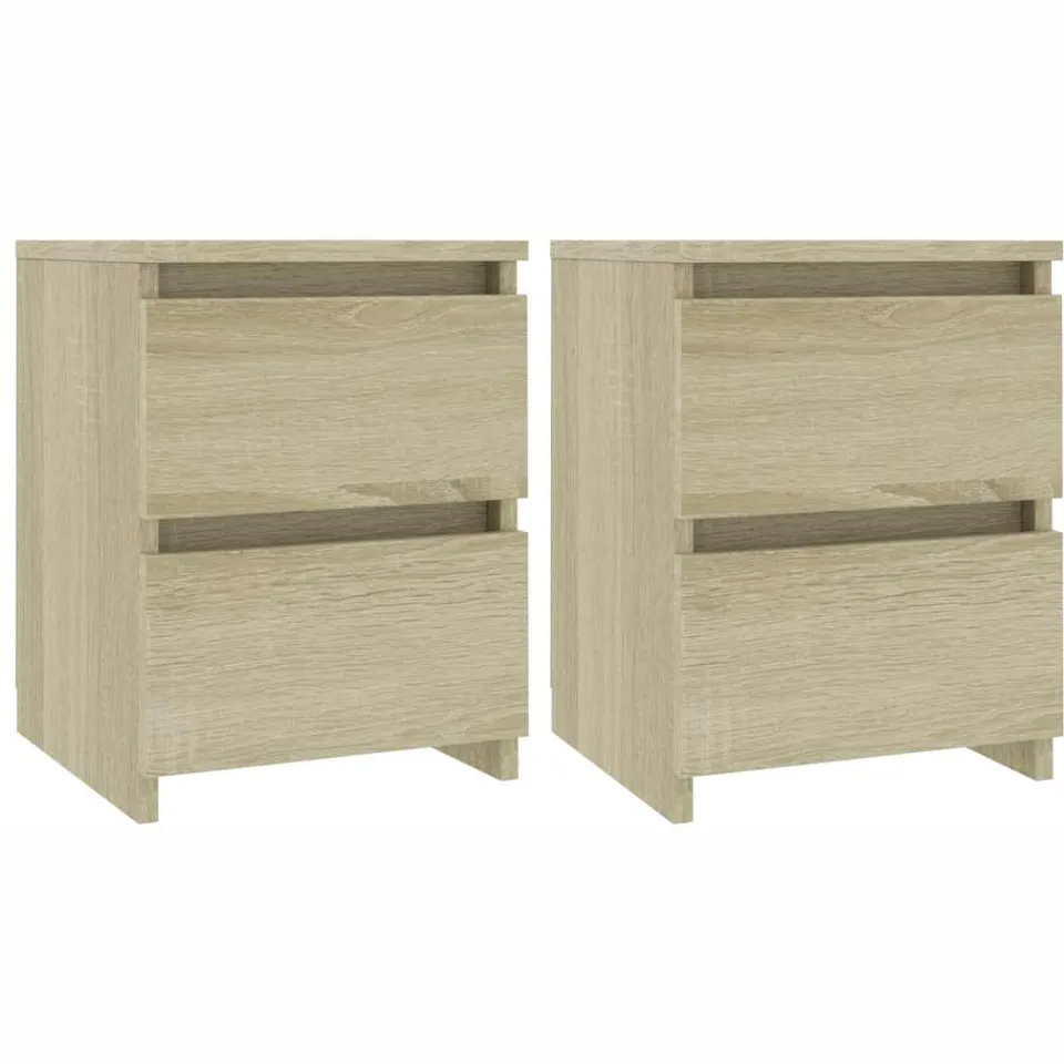 vidaXL Nachtkastjes 2 st 30x30x40 cm bewerkt hout sonoma eikenkleurig, foto 3