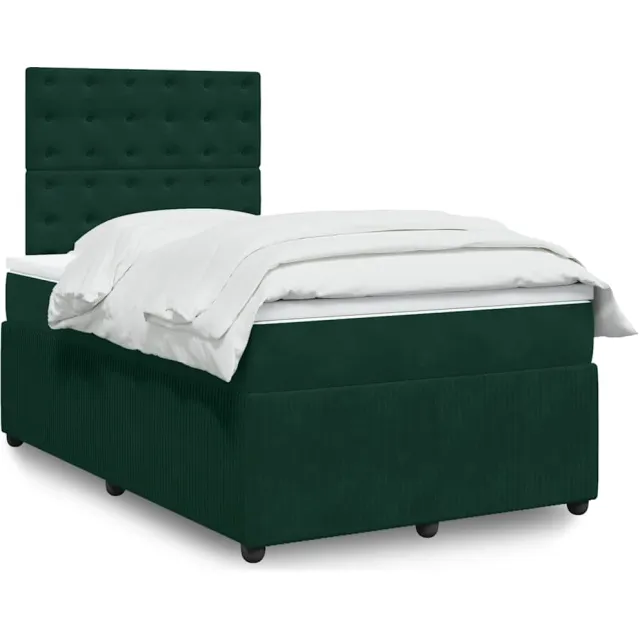 vidaXL Boxspring met matras fluweel donkergroen 120x190 cm groen