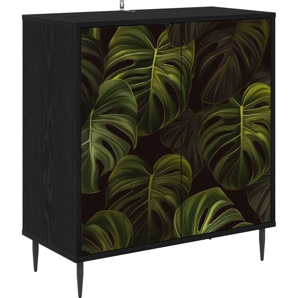 vidaXL Dressoir ELBURG Zwart eiken 69 x 33 x 76 cm Bewerkt hout, foto 3