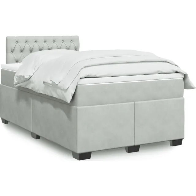 vidaXL Boxspring met matras fluweel lichtgrijs 120x190 cm grijs