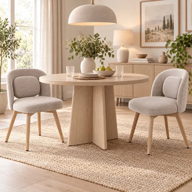 Wishdor Eetkamerstoelen set van 2 - 360° draaibaar en gestoffeerd - Met armleuningen, zachte zitting en rugsteun - Fluwelen bekleding en houten poten - Beige - 46 x 46 x 77,5 cm