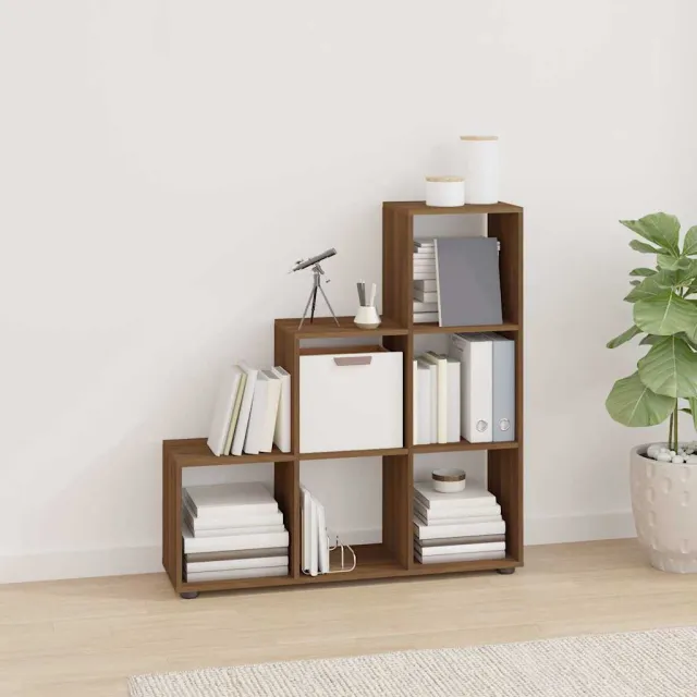 vidaXL Boekenkast trapvormig 107 cm bewerkt hout bruin eikenkleur