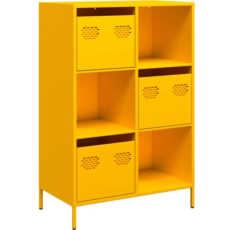 vidaXL Hoge kast 68x39x103,5 cm staal mosterdgeel, foto 3