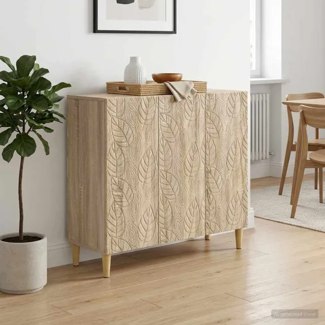 vidaXL Dressoir Sonoma Eiken 89 x 34,5 x 80 cm Bewerkt hout, foto 2
