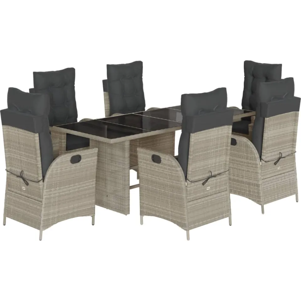 vidaXL 7-delige Tuinset met kussens poly rattan grijs, foto 3