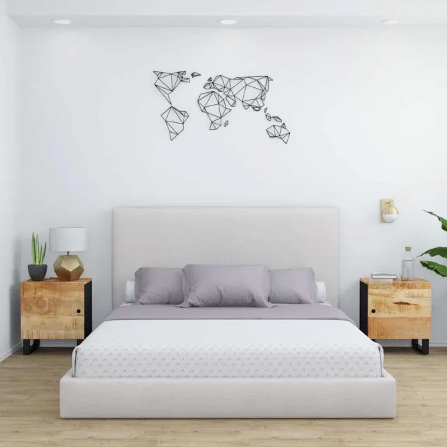 vidaXL Nachtkastjes 2 st 40x33x46 cm massief mangohout zwart, foto 2