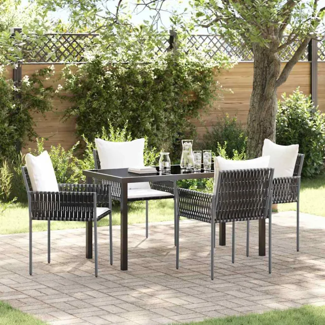 vidaXL Tuin eettafelset 5 st Bruin en zwart PE Rattan