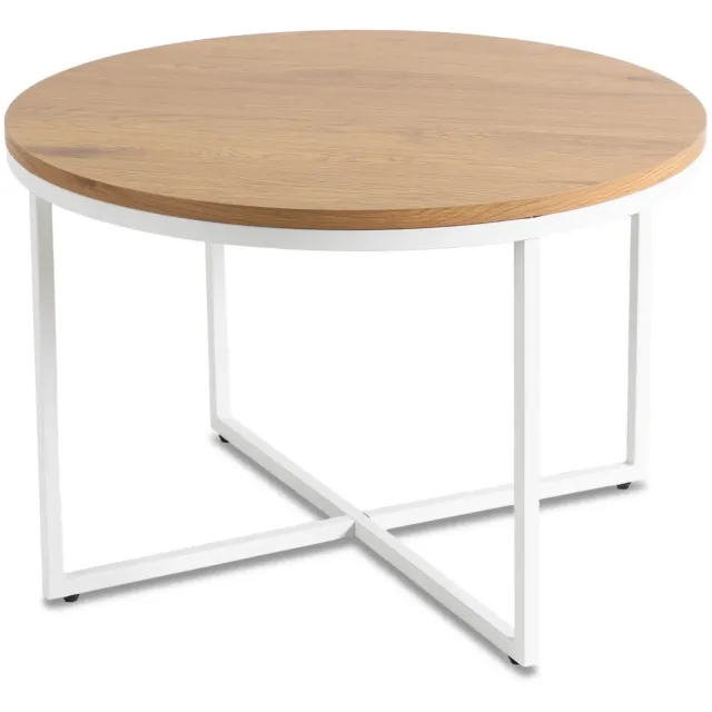 Mebel Elite HANTEL - Salontafel - 70 cm - Goudkleurig eiken en wit - Scandinavisch Goudkleurig;Wit