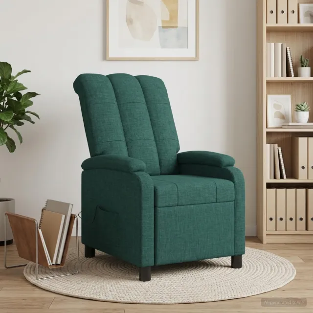 vidaXL Massage Recliner Donkergroen Stof