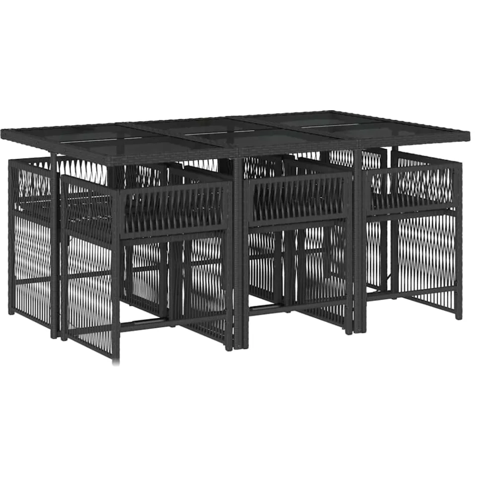 vidaXL 7-delige Tuinset met kussens poly rattan zwart, foto 4