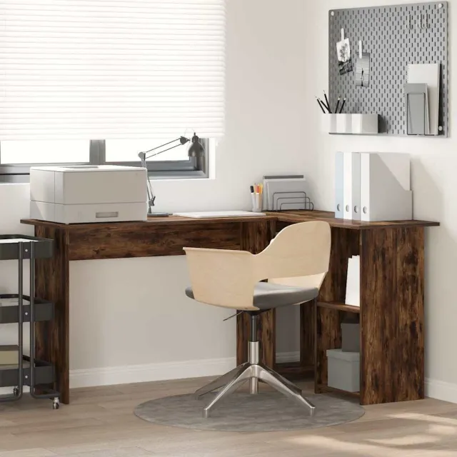 vidaXL Hoekbureau Gerookt eiken 142 x 102 x 73 cm Bewerkt hout Bruin
