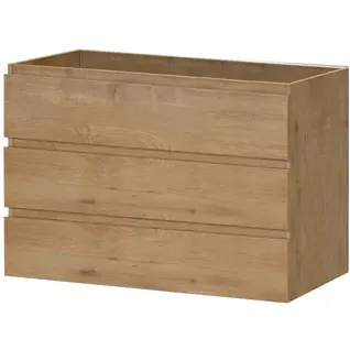 AquaVive - Praxis Eigen Merk Aquazuro Wastafelonderkast Napoli 90cm - Natuur Eik Houtlook - Met 3 Lades