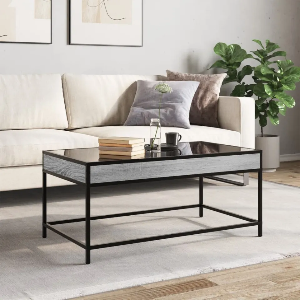 vidaXL Salontafel met Infinity LED 90x50x41 cm grijs sonoma eikenkleur, foto 4