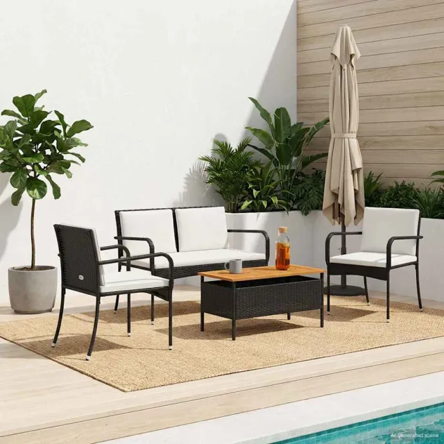 vidaXL Tuinset Zwart poly rattan, foto 2
