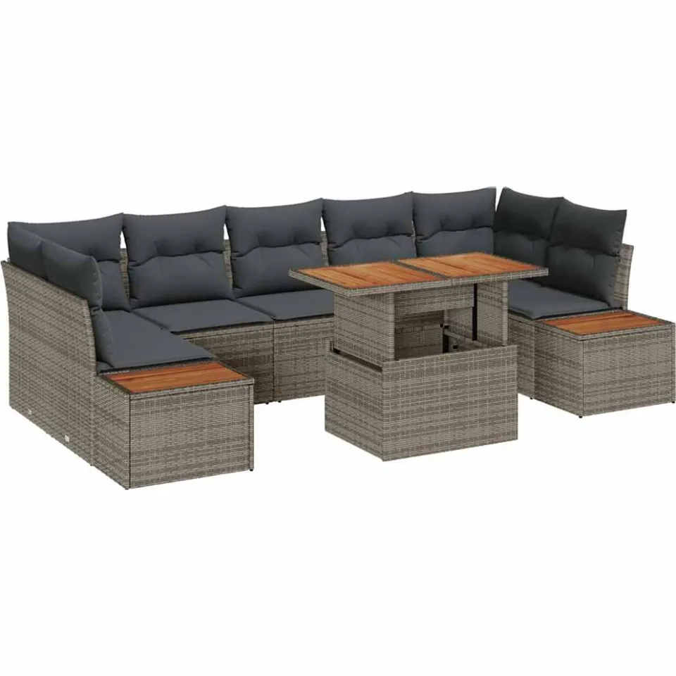 vidaXL Tuin Sofa Set 8 st Grijs Poly riet