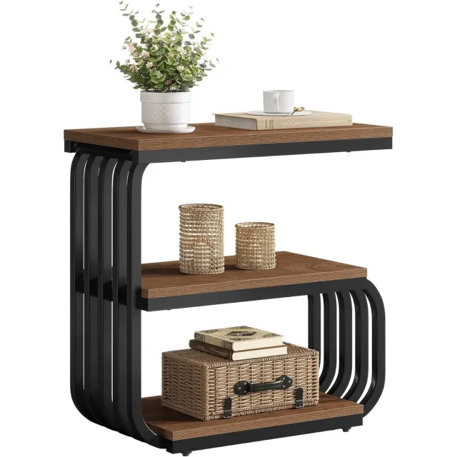 Tribesigns Bijzettafels- 60x30x63cm - Sidetable - Consoletafel Van Hout en Metaal - Bruin