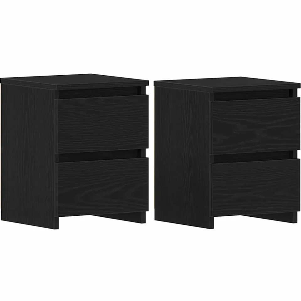 vidaXL Nachtkastje 2 st Zwart Eiken 30 x 30 x 40 cm Bewerkt hout, foto 3