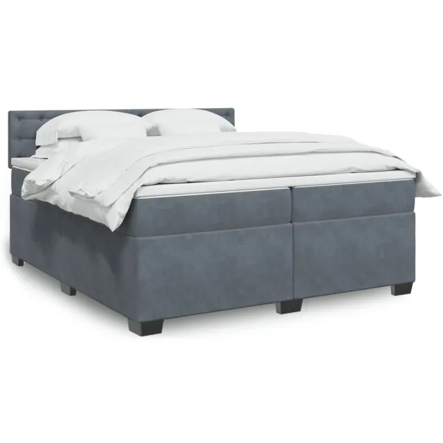 vidaXL Boxspring met matras fluweel donkergrijs 200x200 cm grijs