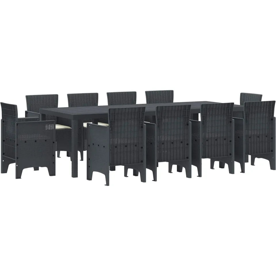 vidaXL Tuin Eetset 11 st Antraciet Polypropyleen Anthraciet
