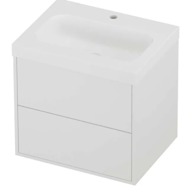 Proline Haga Badmeubelset Polystone Mezza 1 Kraangat Voor Grepen 60x46x58 cm Mat Wit Mat White