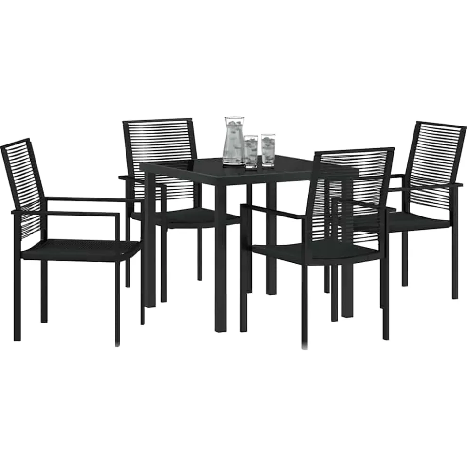 vidaXL Tuin eettafelset 5 st Zwart Gepoedercoat staal