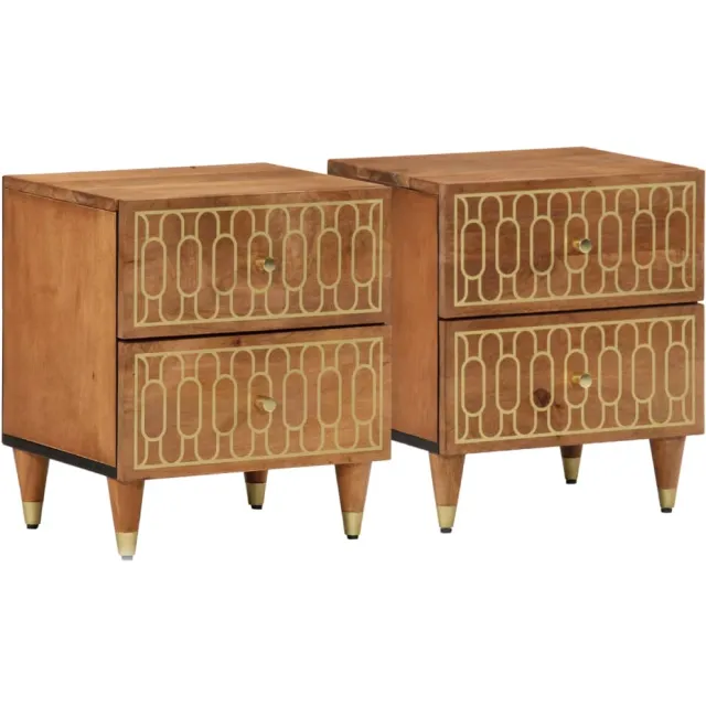 vidaXL Nachtkastjes 2 st 40x33x46 cm massief mangohout Bruin
