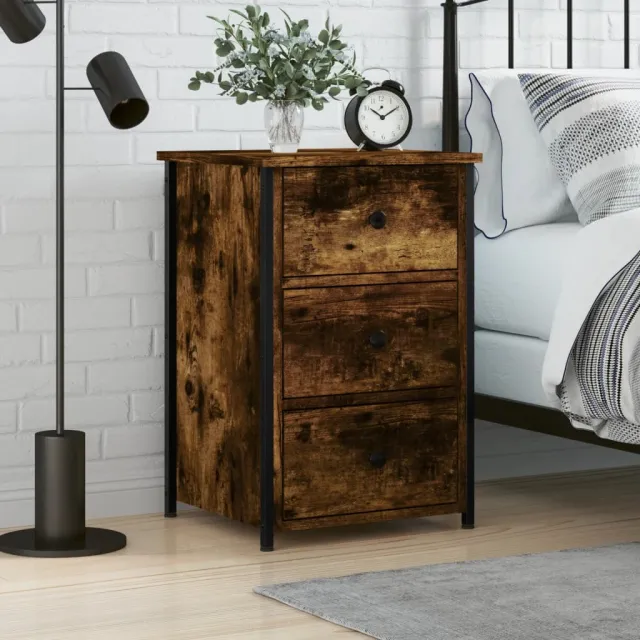 vidaXL Nachtkastje 40x36x60 cm bewerkt hout gerookt eikenkleurig, foto 2