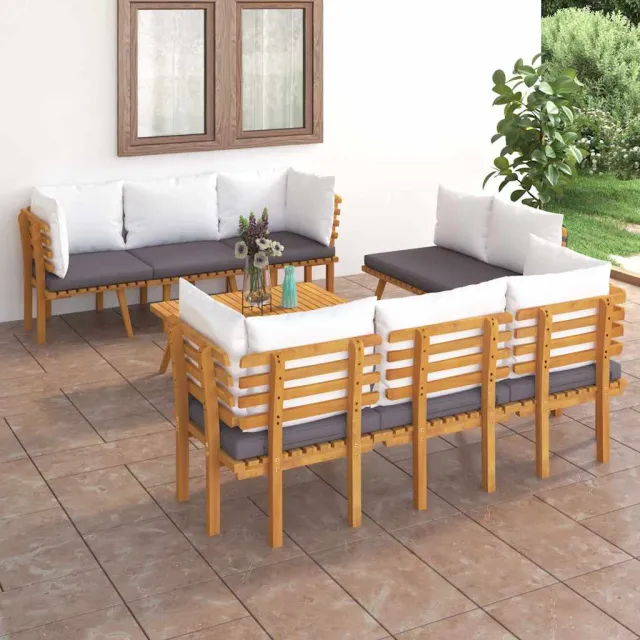 vidaXL 8-delige Loungeset met kussens massief acaciahout bruin, foto 2