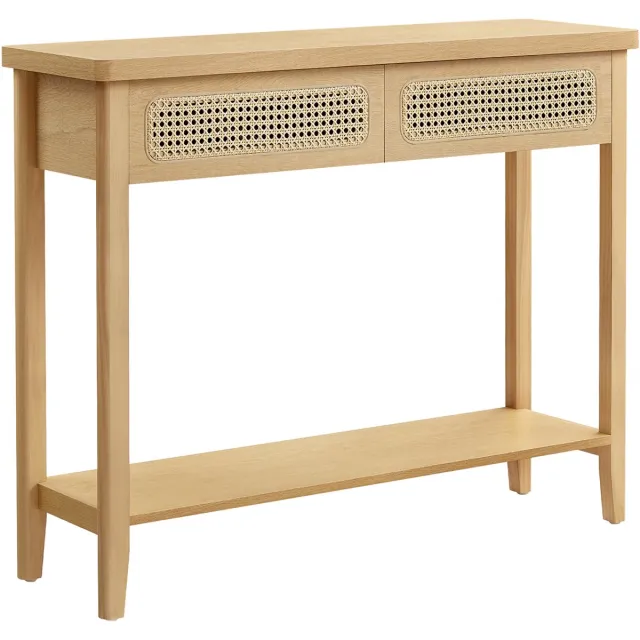 Songmics Consoletafel – 2 lades – Boho-stijl – Houtkleur