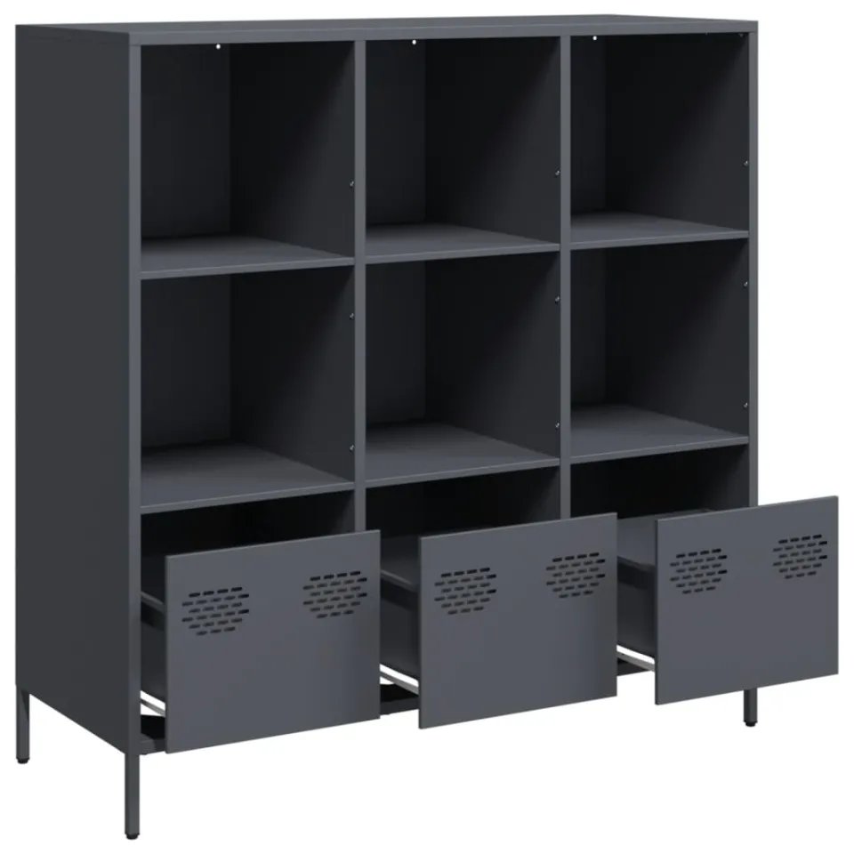 vidaXL Hoge kast 101,5x39x103,5 cm staal antracietkleurig, foto 3