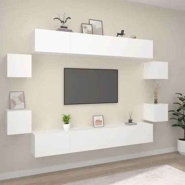 vidaXL 8-delige Tv-meubelset bewerkt hout wit, foto 2