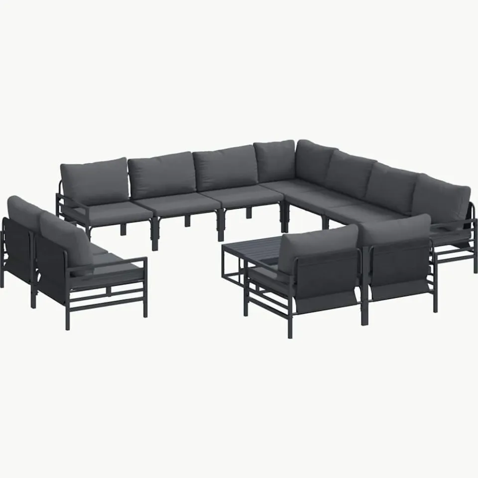 vidaXL Tuinbankenset 12 st Zwart Staal Anthraciet