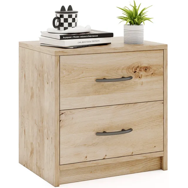 Costway Nachtkastje met 2 laden, kleine bijzettafel, nachtkastje, banktafel, nachtkastje, nachtkastje voor slaapkamer, woonkamer, 38,5 x 28 x 39 cm (eiken)