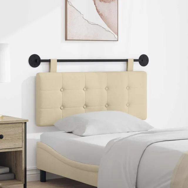 vidaXL Hangend hoofdbord Stof Crème