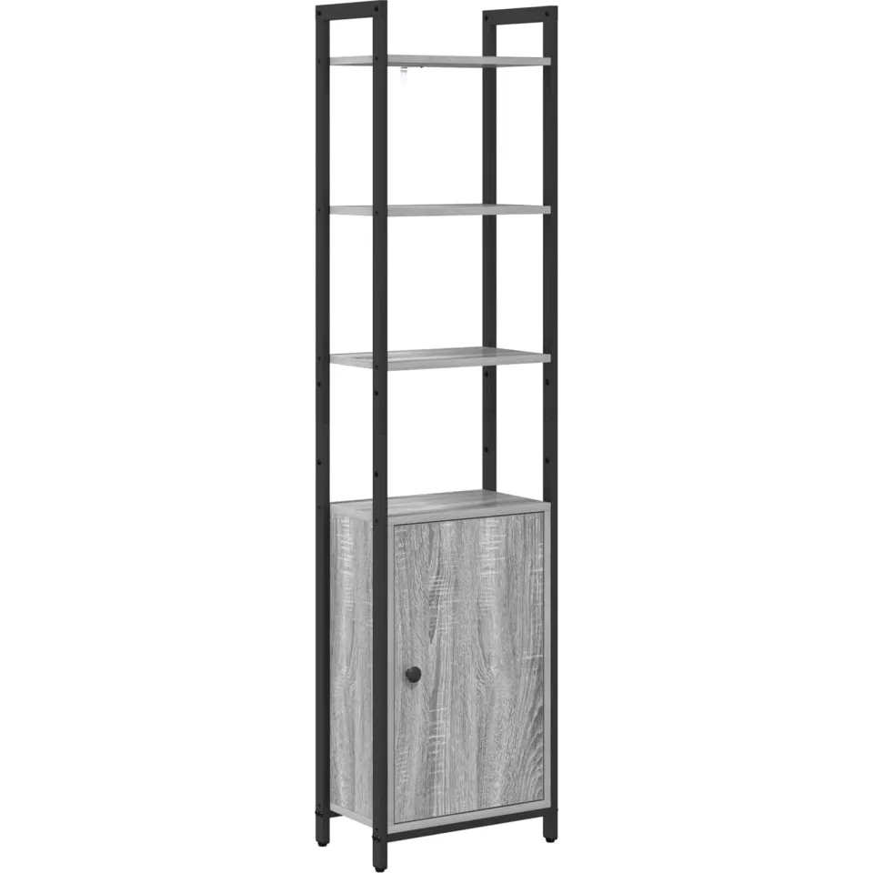 vidaXL Boekenkast 6-laags 40 x 24 x 161 cm Bewerkt hout Grijs Sonoma, foto 3