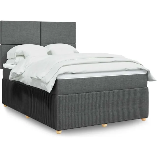 vidaXL Boxspring met matras stof donkergrijs 140x190 cm grijs
