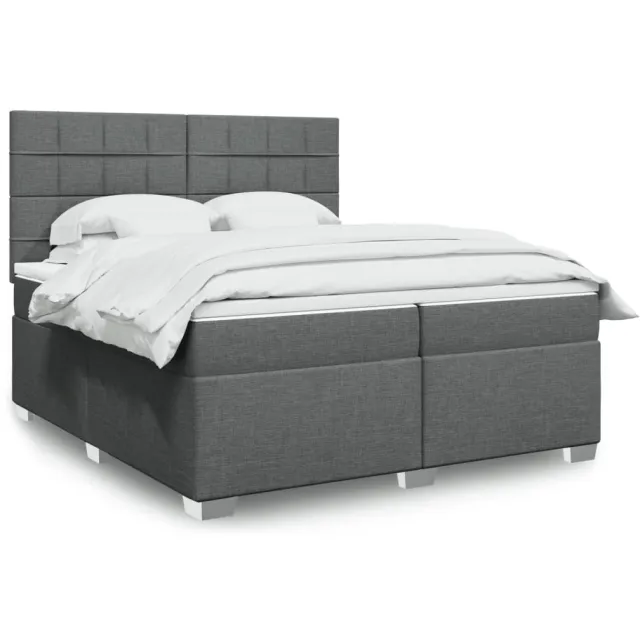 vidaXL Boxspring met matras stof donkergrijs 200x200 cm grijs