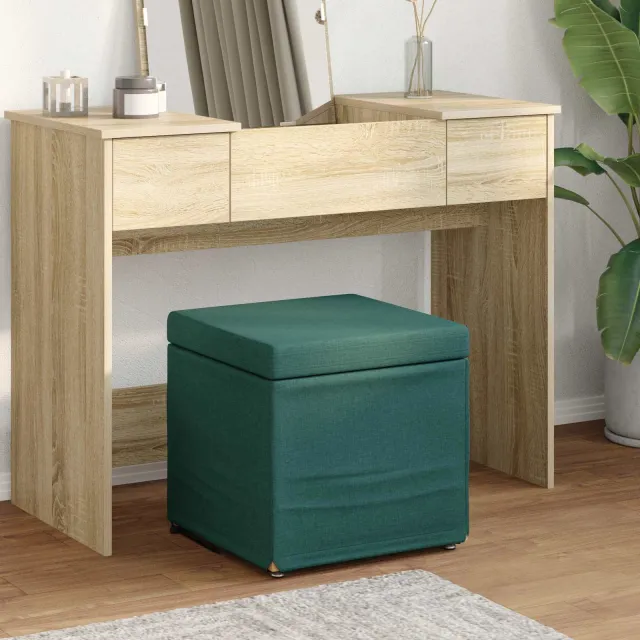 vidaXL Kruk Donkergroen 41 x 41 x 40 cm Stof en Geëngineerd Hout groen, foto 2