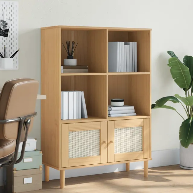 vidaXL Boekenkast SENJA rattan-look 90x35x130 cm grenenhout bruin, foto 2