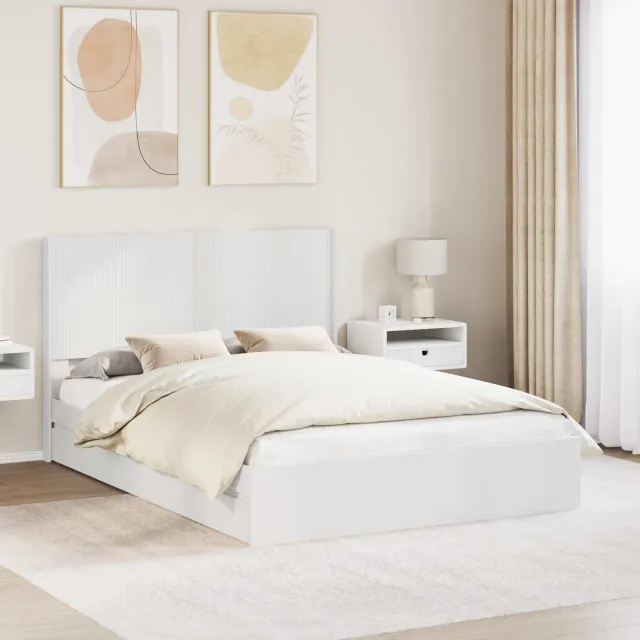 vidaXL Bedframe met opbergruimte en hoofdbord 2 st Wit 140 x 200 cm