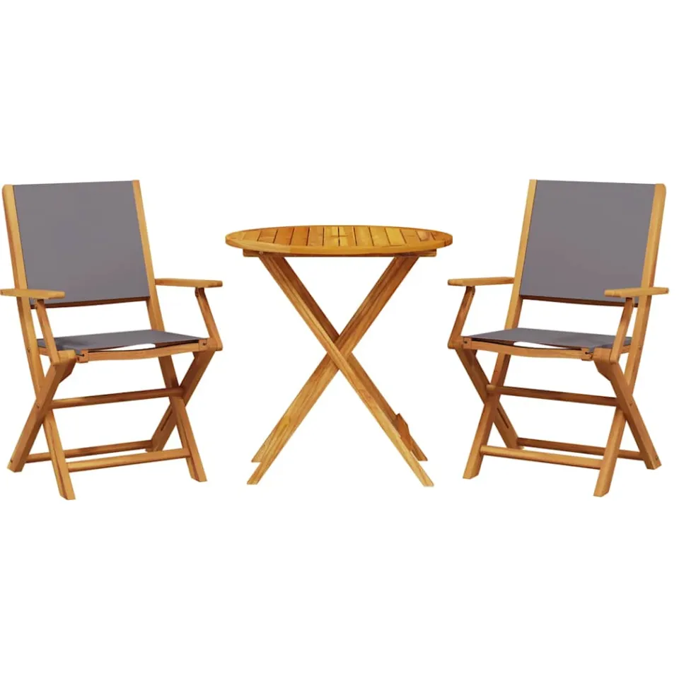 vidaXL 3-delige Bistroset stof en massief hout antracietkleurig Anthraciet