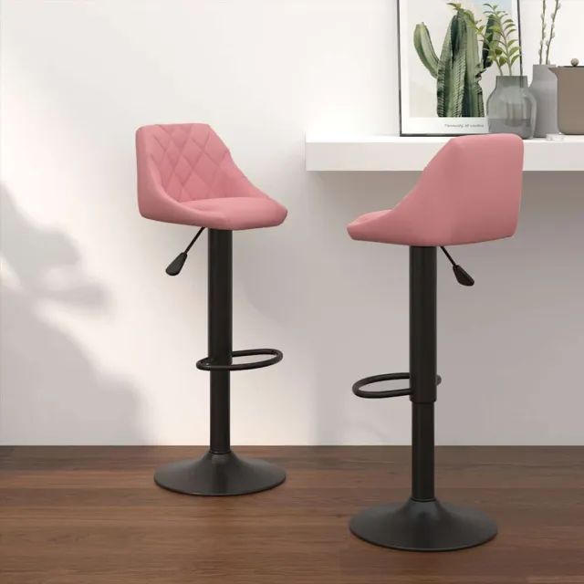 vidaXL Barkrukken 2 st fluweel roze, foto 2