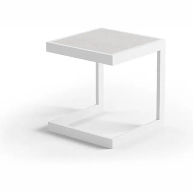 Zumm GRENADA - Tuinbijzettafel - 40 x 40 cm - Aluminium - Wit