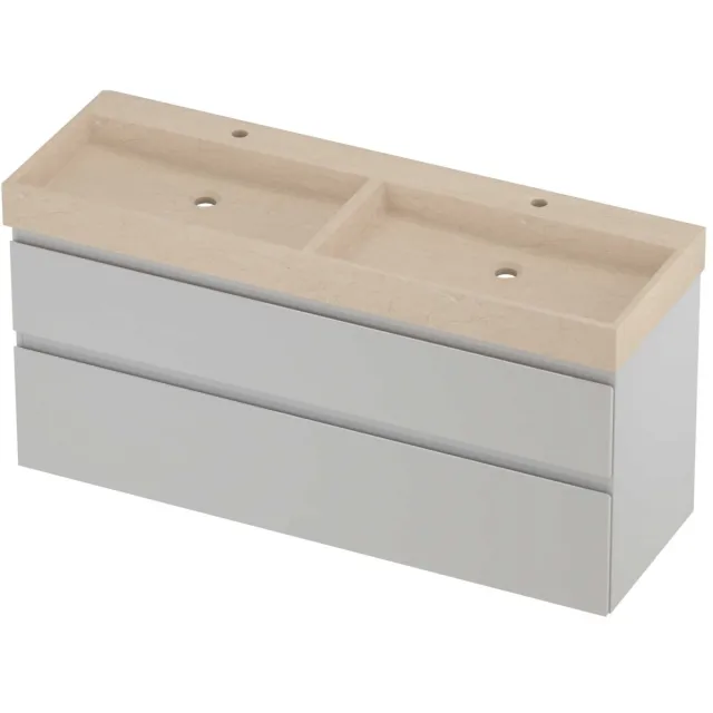 Proline Evoli Badmeubelset Hardsteen Loft Dubbel 140x46x70 cm Sand Stone Glans Wit