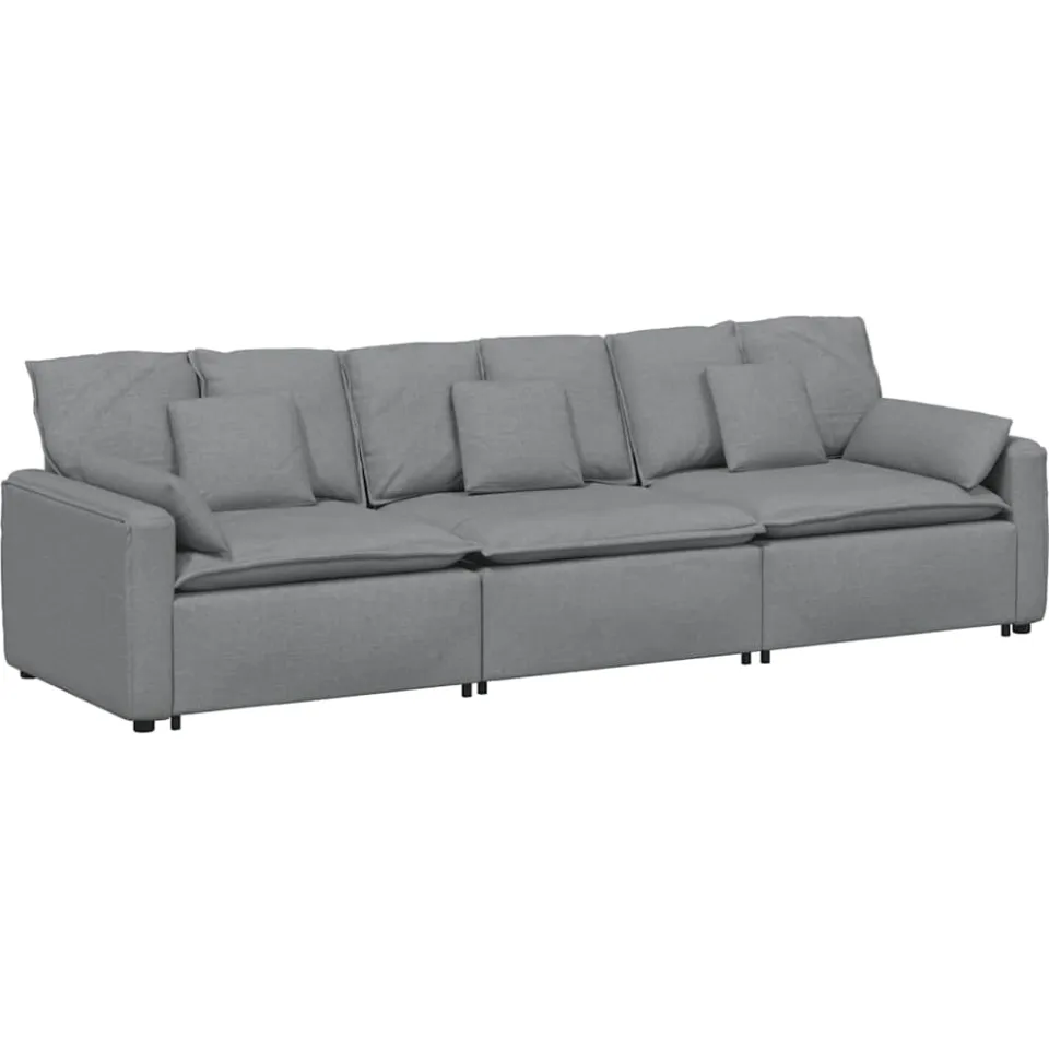 vidaXL Modulaire bank met kussens lichtgrijs