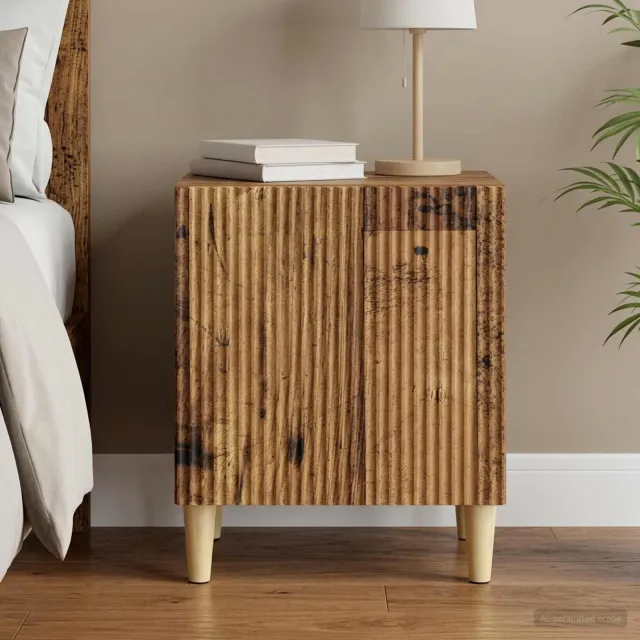 vidaXL Nachtkastje Oud hout 43 x 34,5 x 50 cm Bewerkt hout bruin, foto 2